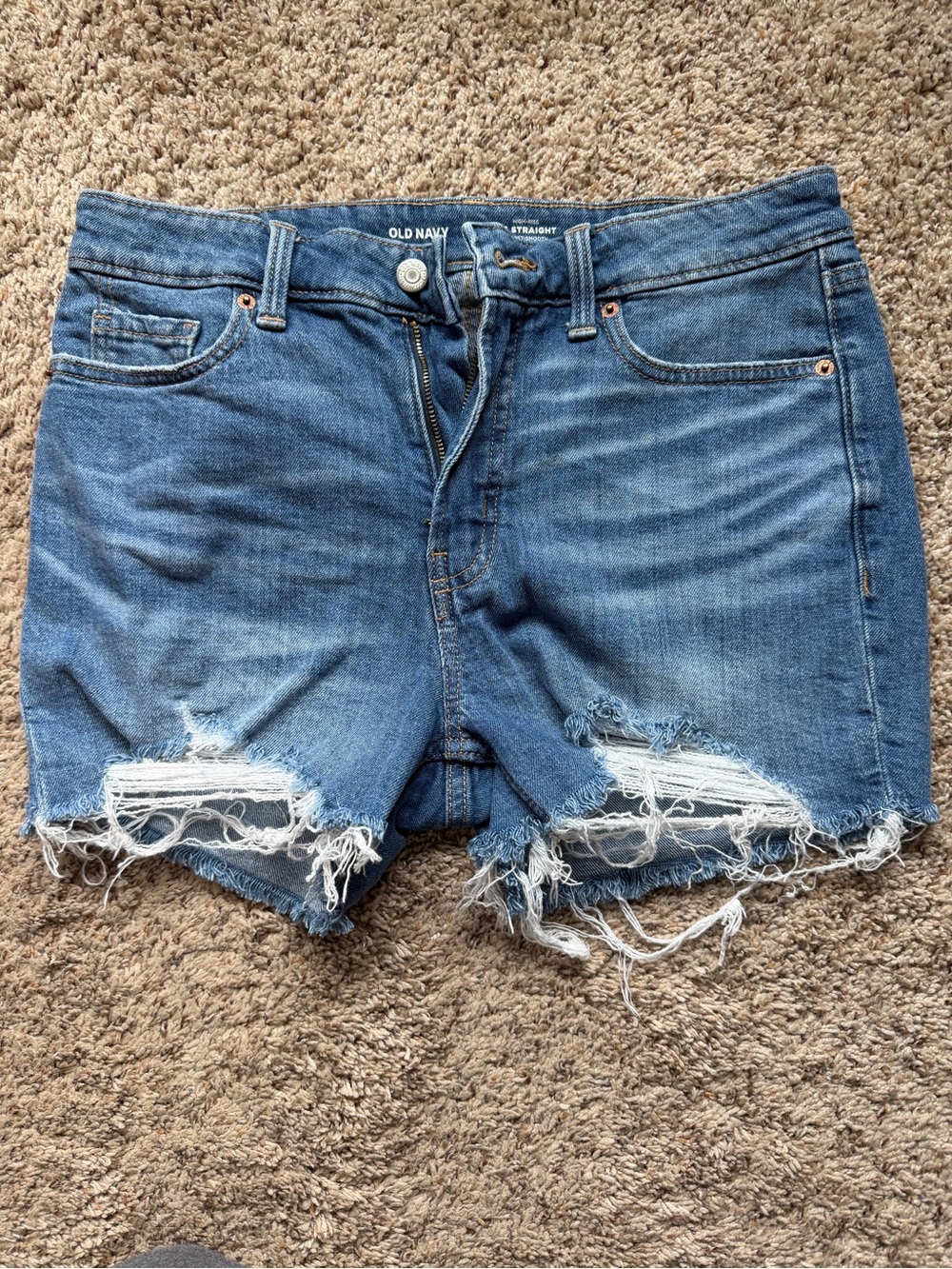 Old Navy Blue Distressed Frayed Hem Jean Shorts